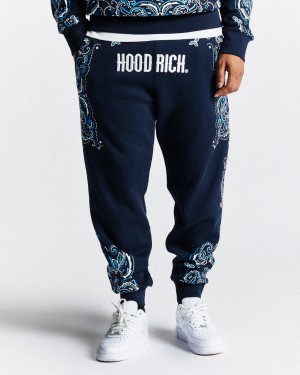 Men's Hoodrich Motif Joggers Navy | 75893-UTCW