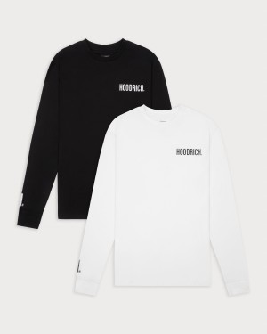 Men's Hoodrich OG Core Long Sleeve 2 pack T Shirts Black / White | 05983-ZMKG