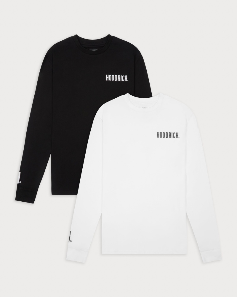 Men\'s Hoodrich OG Core Long Sleeve 2 pack T Shirts Black / White | 05983-ZMKG