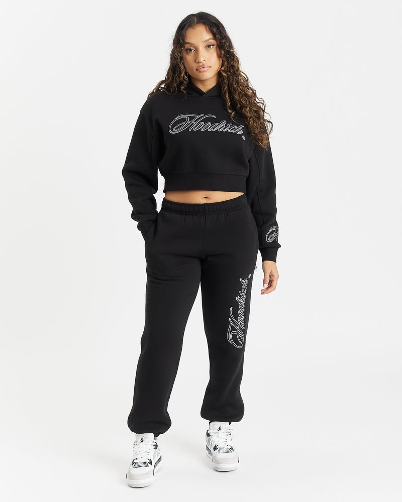 Women's Hoodrich Fortify Cropped Hoodie Black | 79481-CDOJ