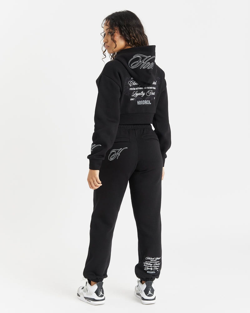 Women's Hoodrich Fortify Cropped Hoodie Black | 79481-CDOJ