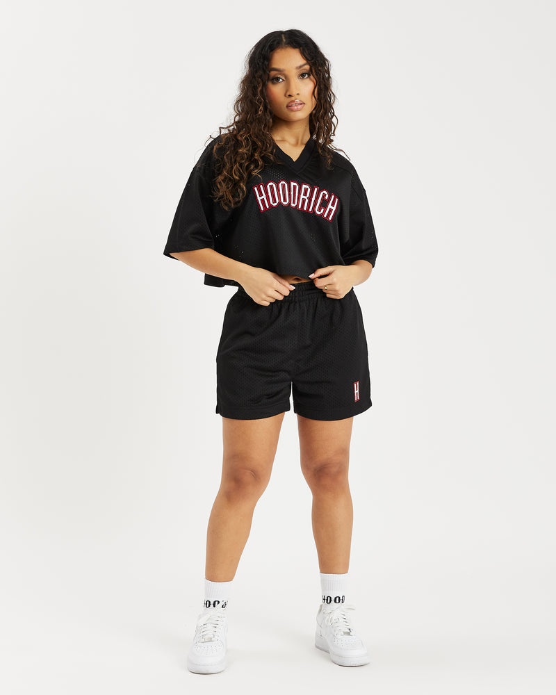 Women's Hoodrich OG Court Cropped T Shirts Black | 05863-FPNZ